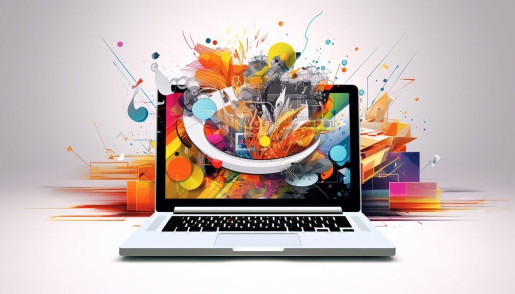 a detailed digital illustration showcasing various essential elements of web design.