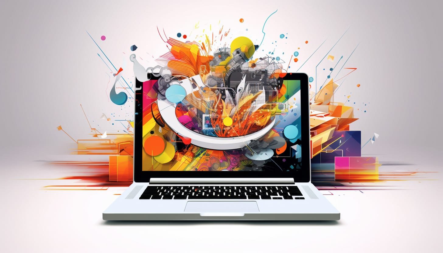 a detailed digital illustration showcasing various essential elements of web design.