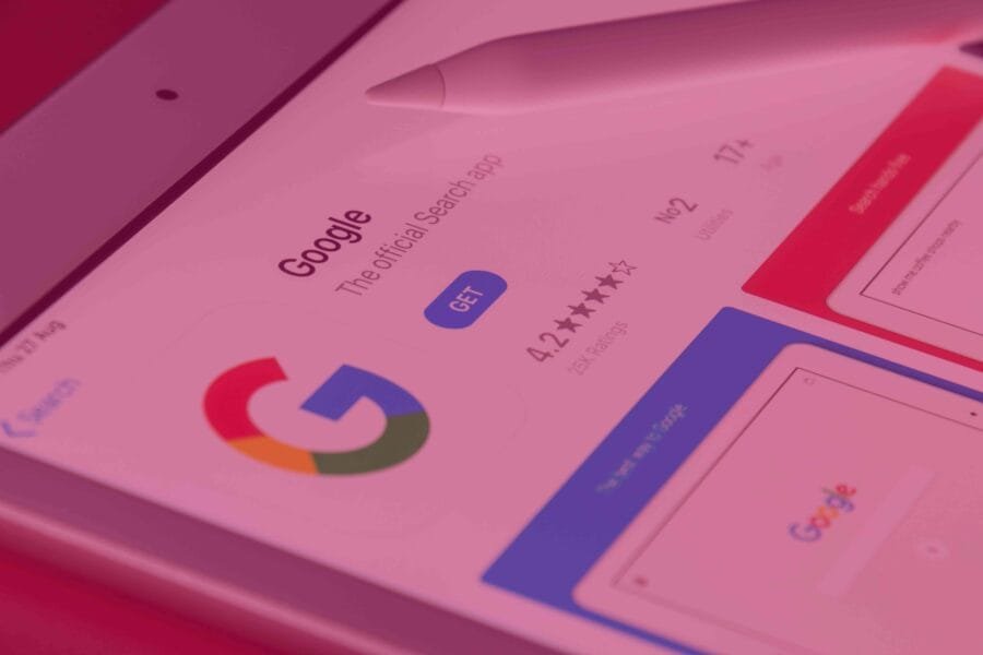 Close up of the Google App.